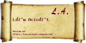 Löw Acicét névjegykártya